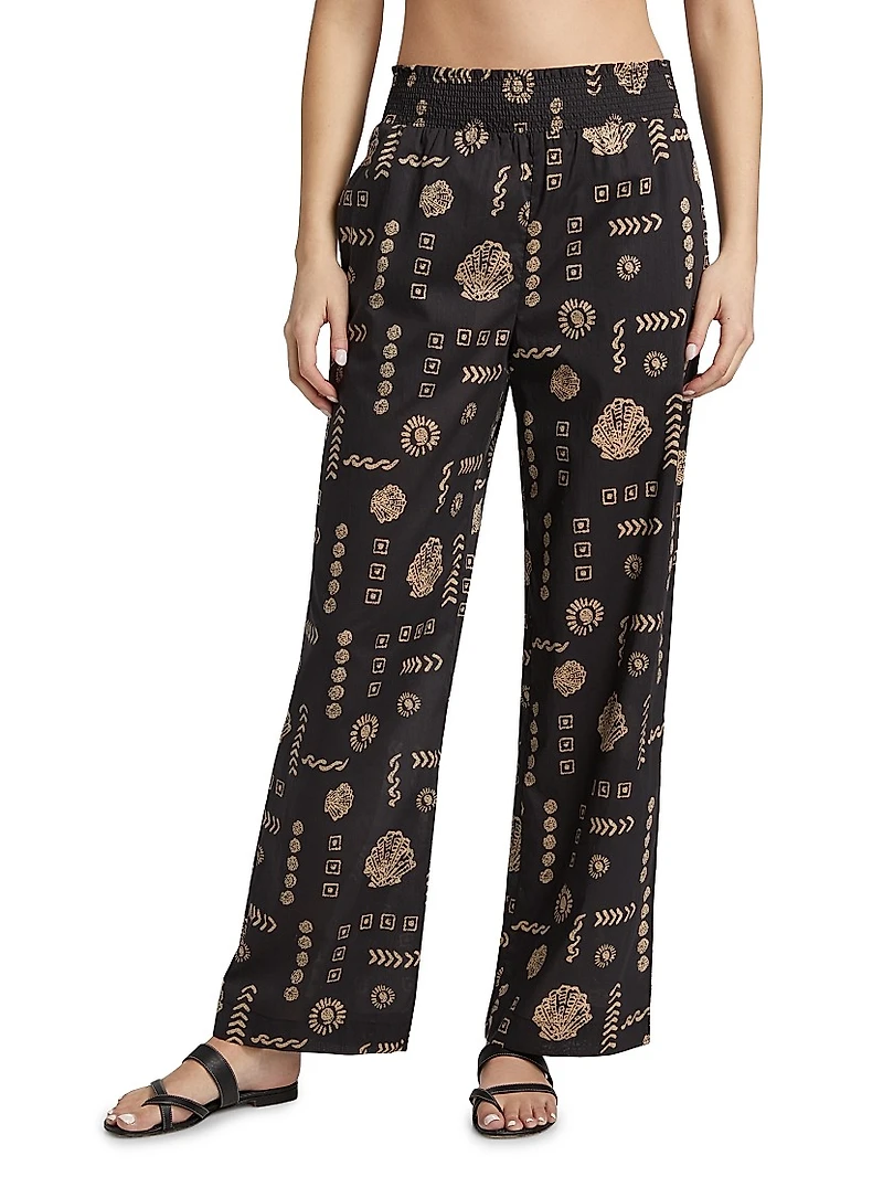 Brendon Abstract Cotton Straight Pants