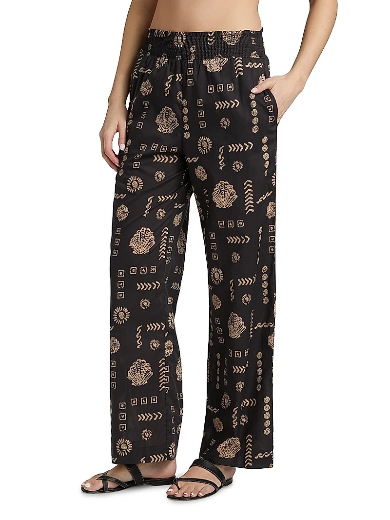 Brendon Abstract Cotton Straight Pants
