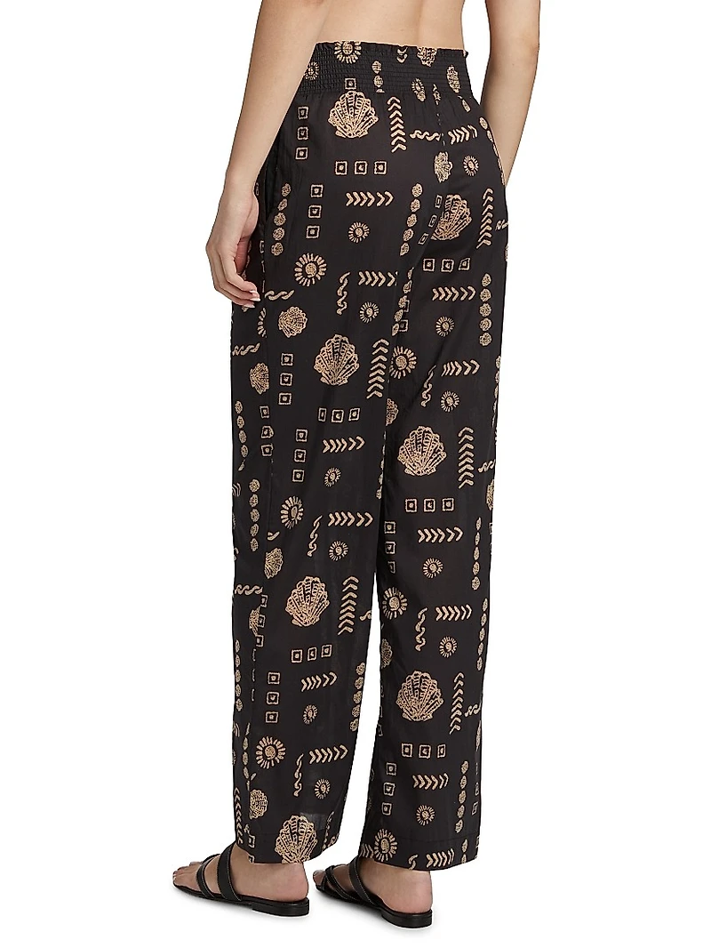 Brendon Abstract Cotton Straight Pants