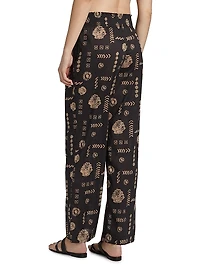 Brendon Abstract Cotton Straight Pants