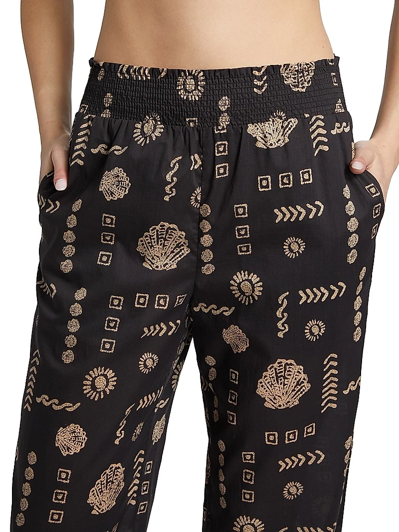 Brendon Abstract Cotton Straight Pants