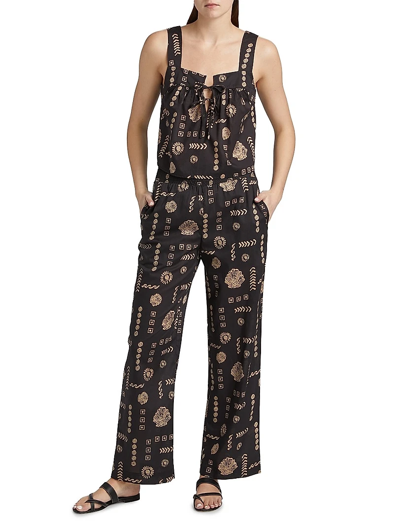 Brendon Abstract Cotton Straight Pants