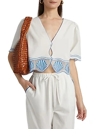 Venice Embroidered Cotton-Linen Top