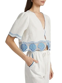 Venice Embroidered Cotton-Linen Top