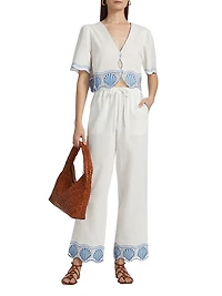 Venice Embroidered Cotton-Linen Top