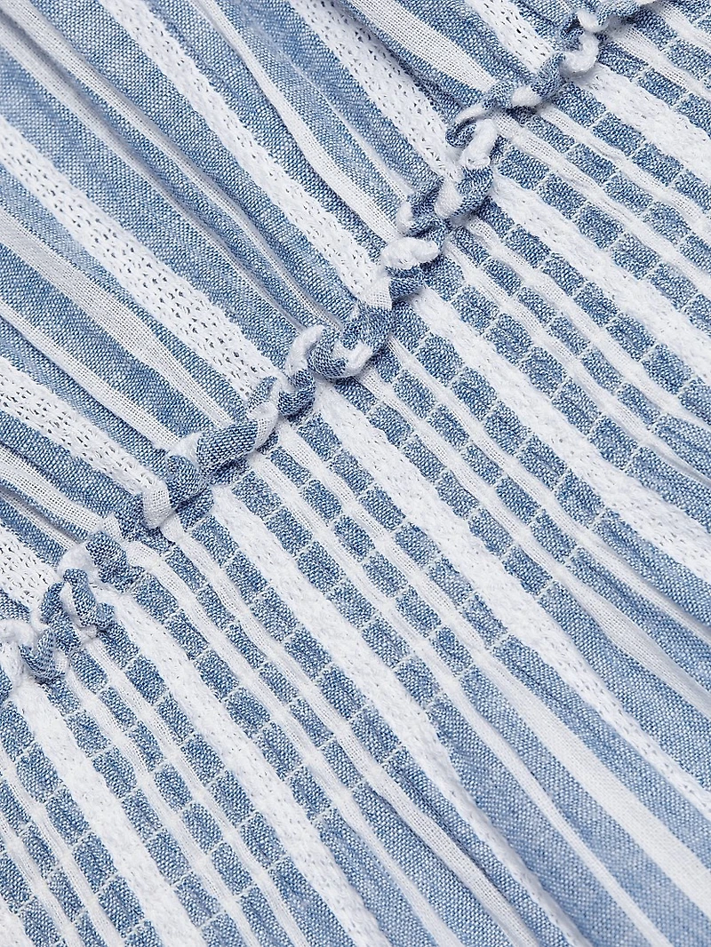 Loulou Striped Linen-Blend Midi-Dress