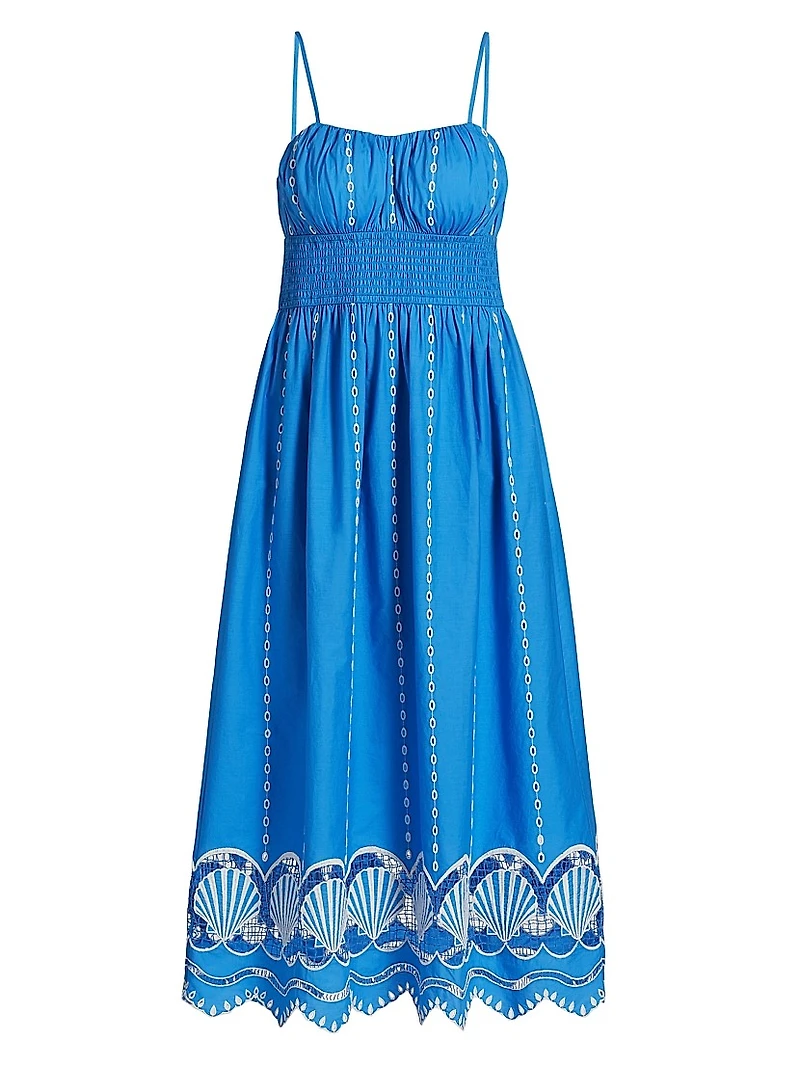 Murano Embroidered-Cotton Midi-Dress