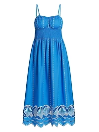 Murano Embroidered-Cotton Midi-Dress