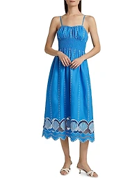 Murano Embroidered-Cotton Midi-Dress