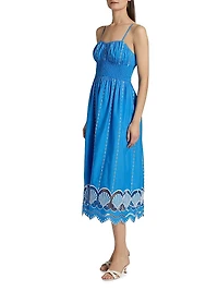 Murano Embroidered-Cotton Midi-Dress