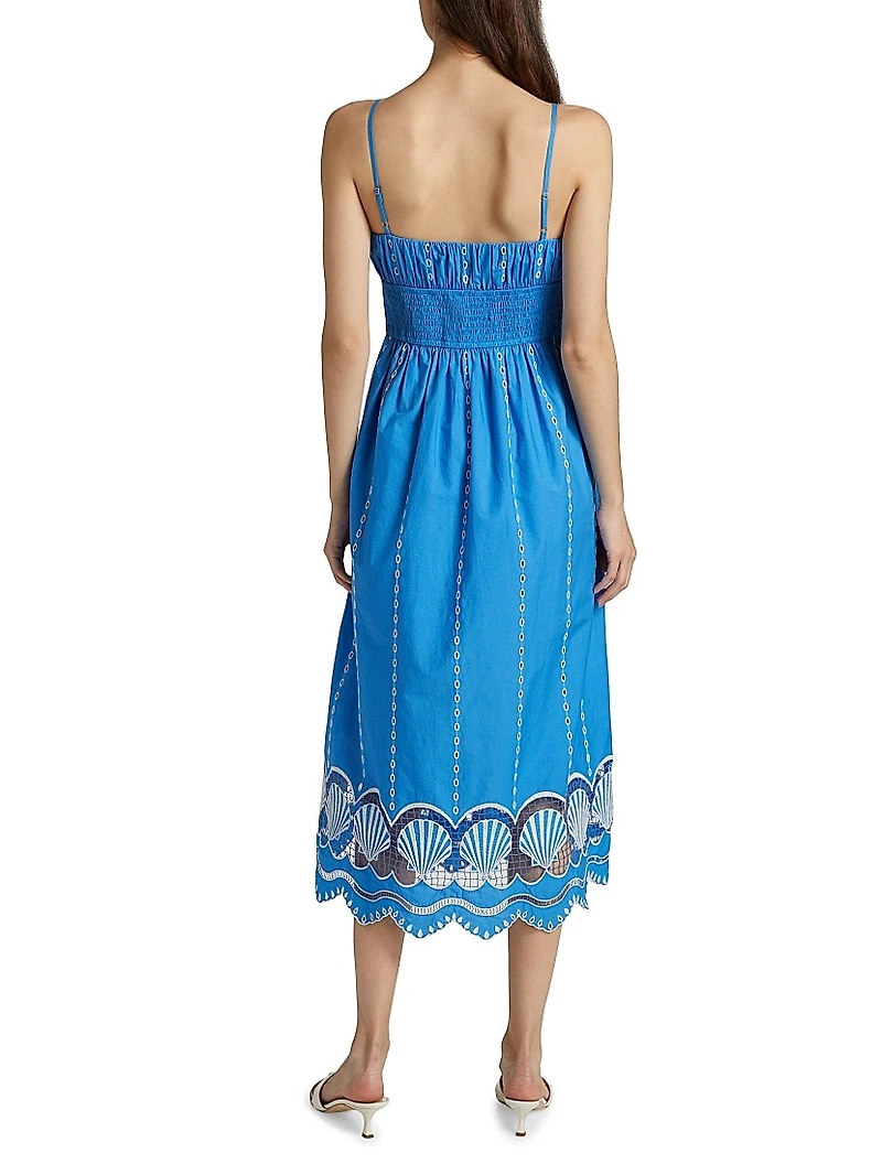 Murano Embroidered-Cotton Midi-Dress