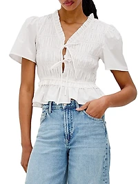 Portia Gathered Tie-Front Top