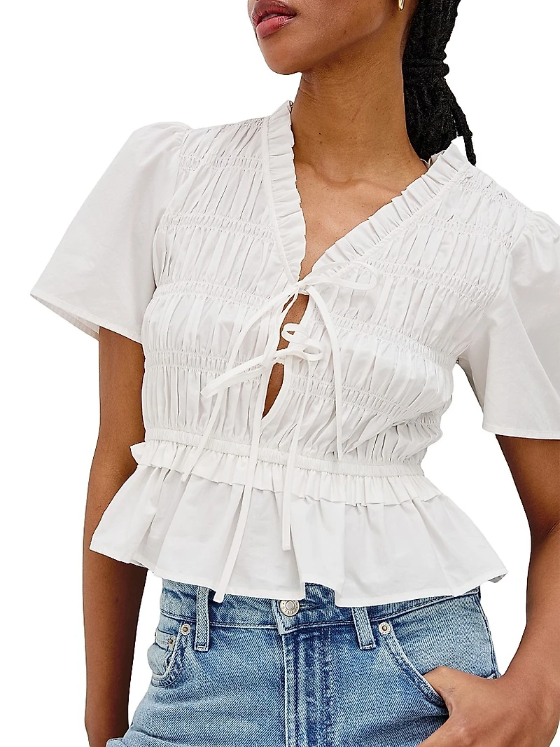 Portia Gathered Tie-Front Top