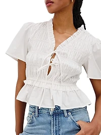 Portia Gathered Tie-Front Top