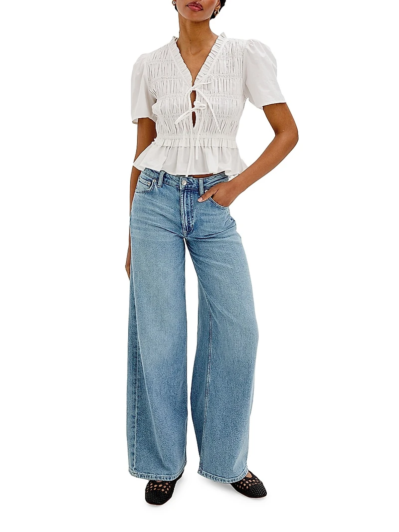 Portia Gathered Tie-Front Top
