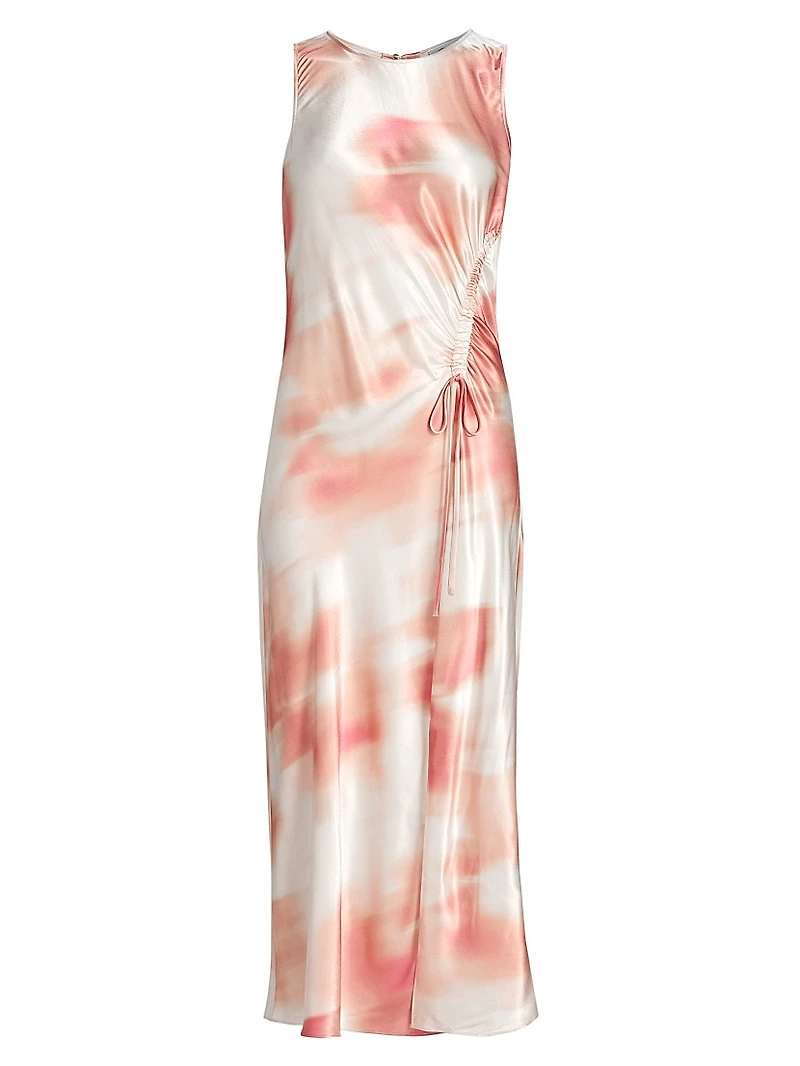 Gabriella Watercolor Ruched Midi-Dress