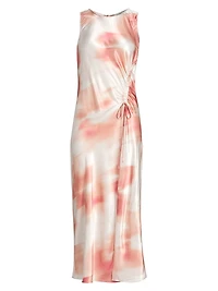 Gabriella Watercolor Ruched Midi-Dress