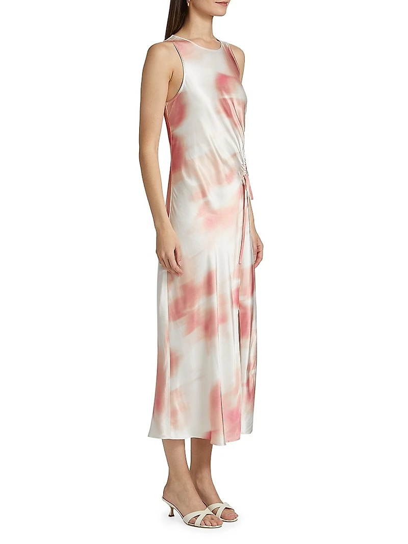Gabriella Watercolor Ruched Midi-Dress