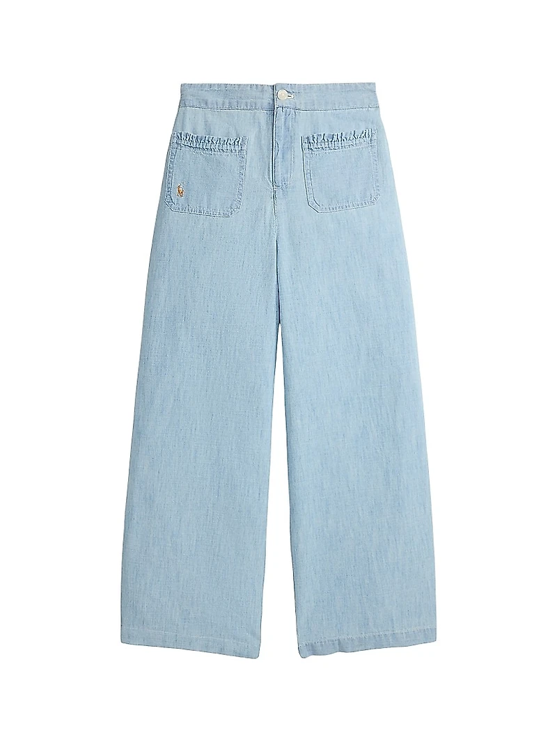 Girl's Chambray Wide-Leg Pants