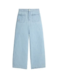 Girl's Chambray Wide-Leg Pants