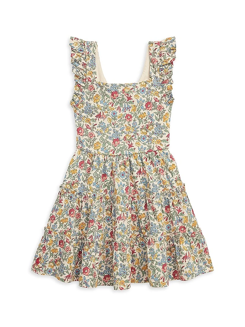 Little Girl's & Floral Ruffle-Trim Dress