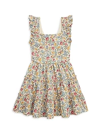 Little Girl's & Floral Ruffle-Trim Dress