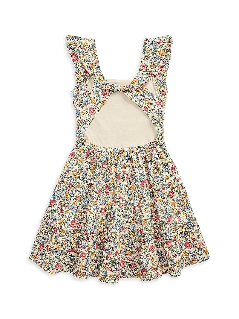 Little Girl's & Floral Ruffle-Trim Dress