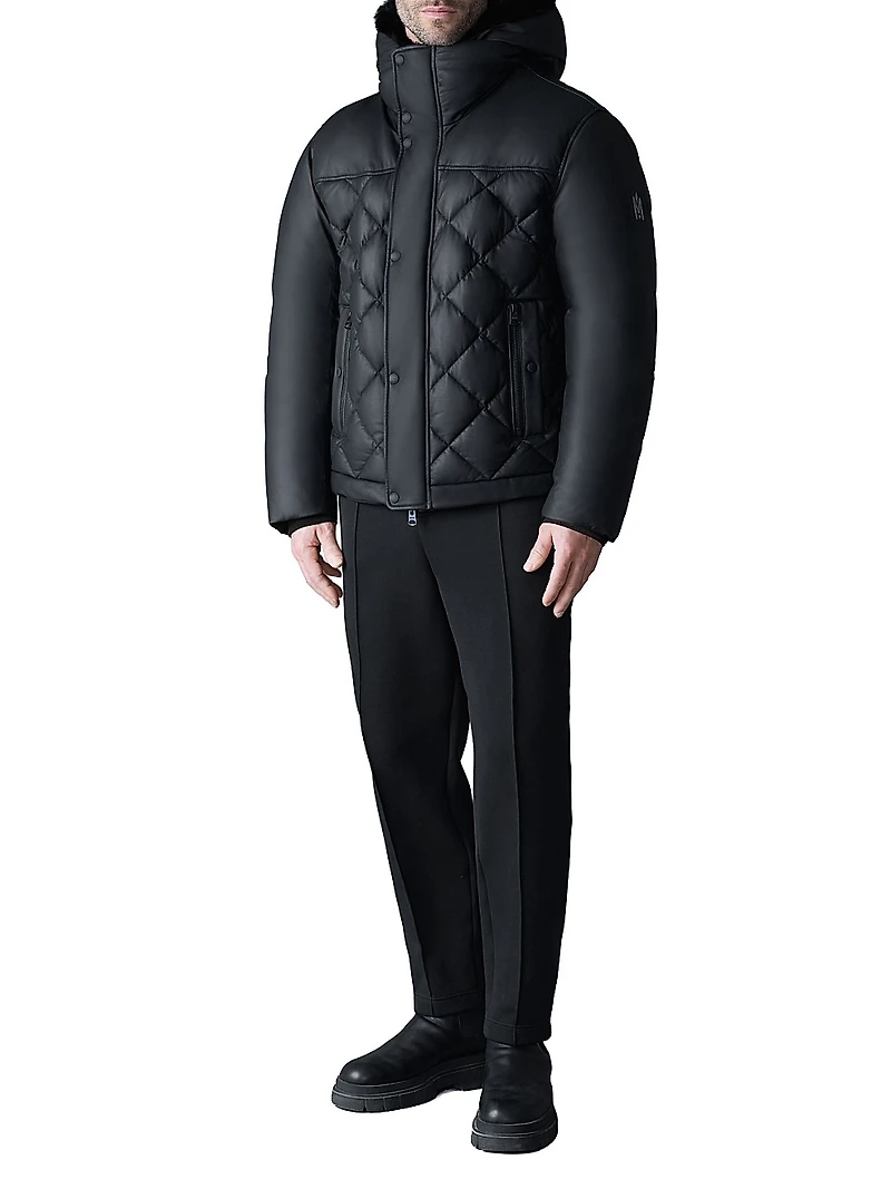 Cash Shearling-Trim Quilted Jacket