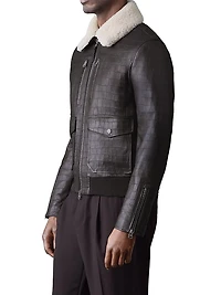 Chance Croc-Embossed Leather Trucker Jacket