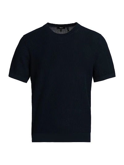 Cotton Mesh Crewneck T-Shirt