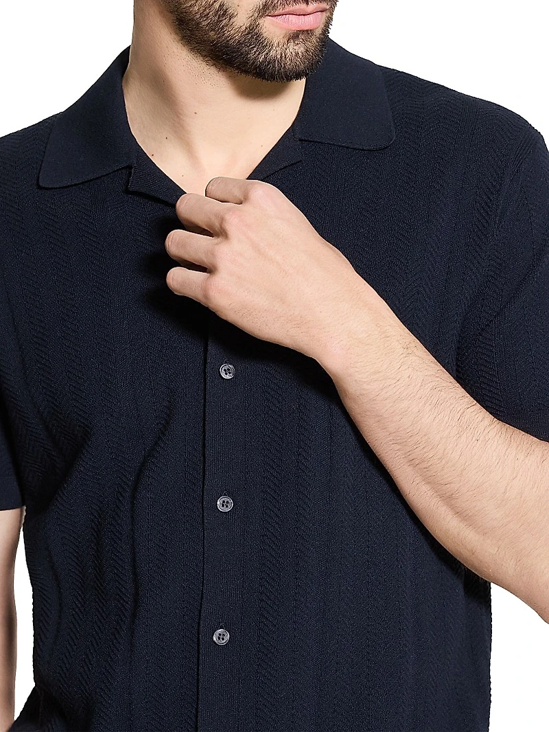 Knit Chevron Camp Shirt
