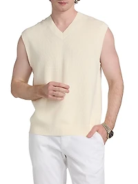 Tactile Cotton Sweater Vest