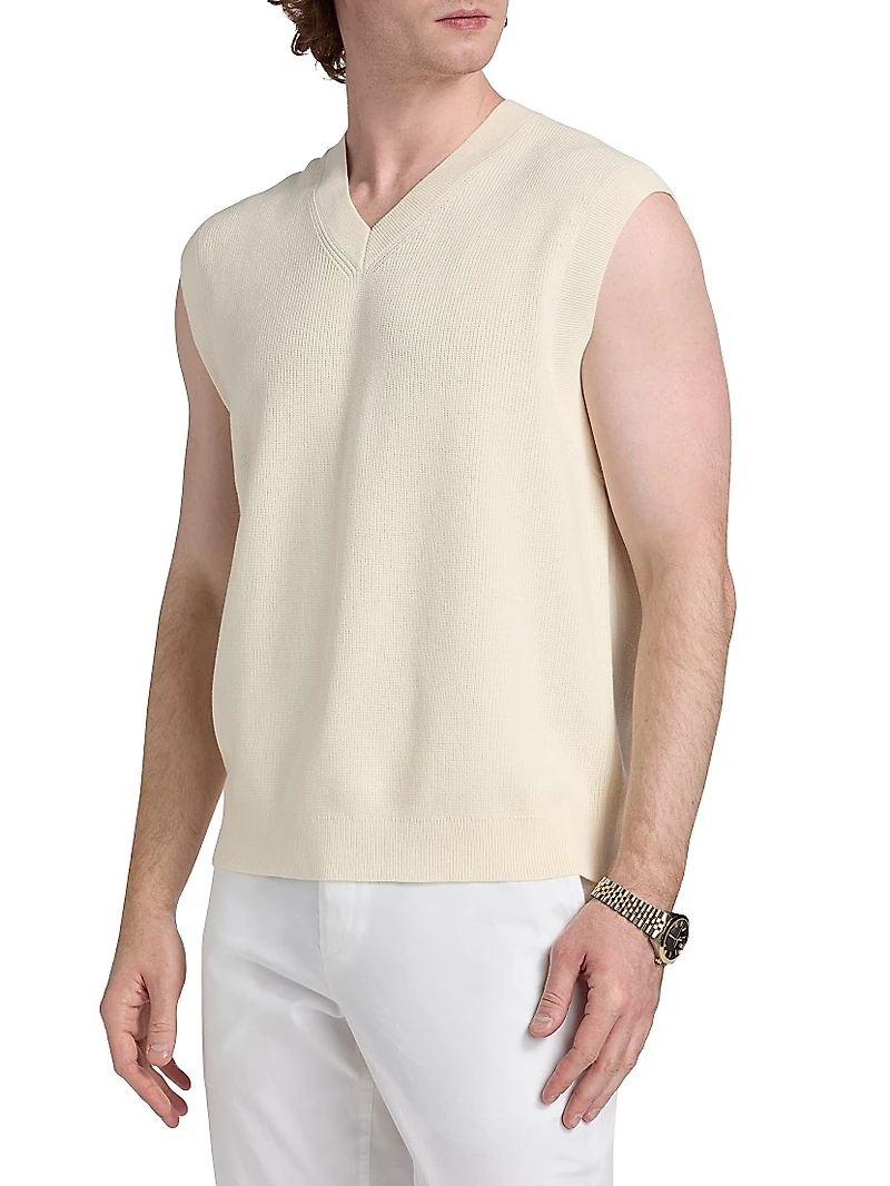 Tactile Cotton Sweater Vest