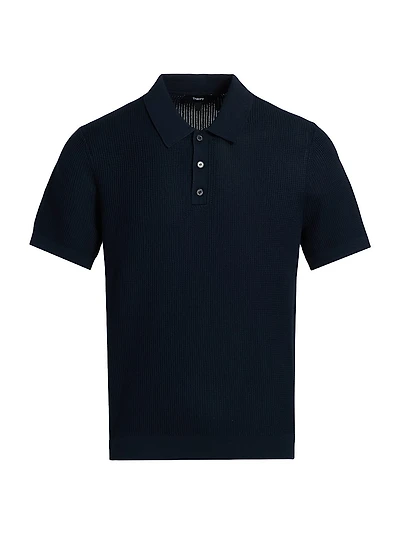 Rib-Knit Cotton-Blend Polo Shirt