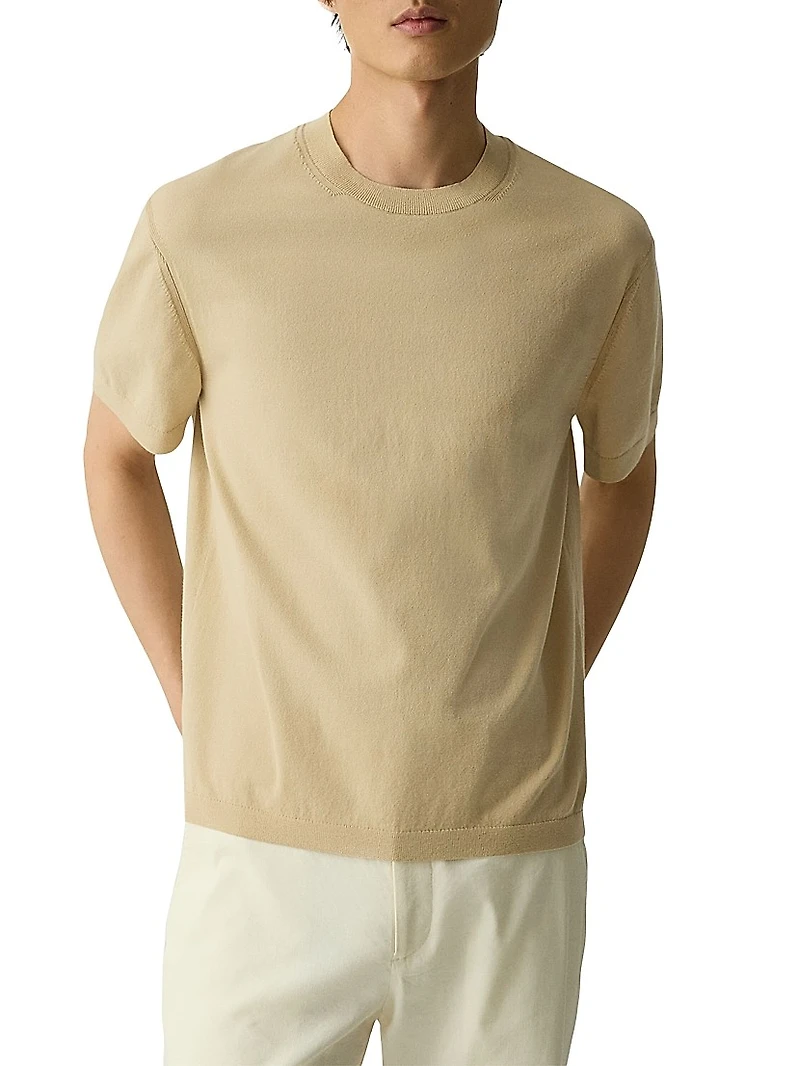 Rib-Knit Cotton-Blend T-Shirt