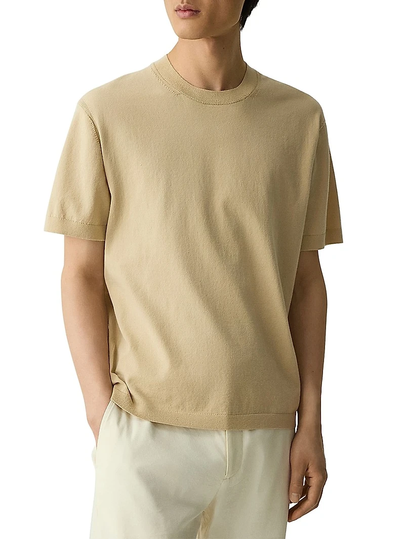 Rib-Knit Cotton-Blend T-Shirt