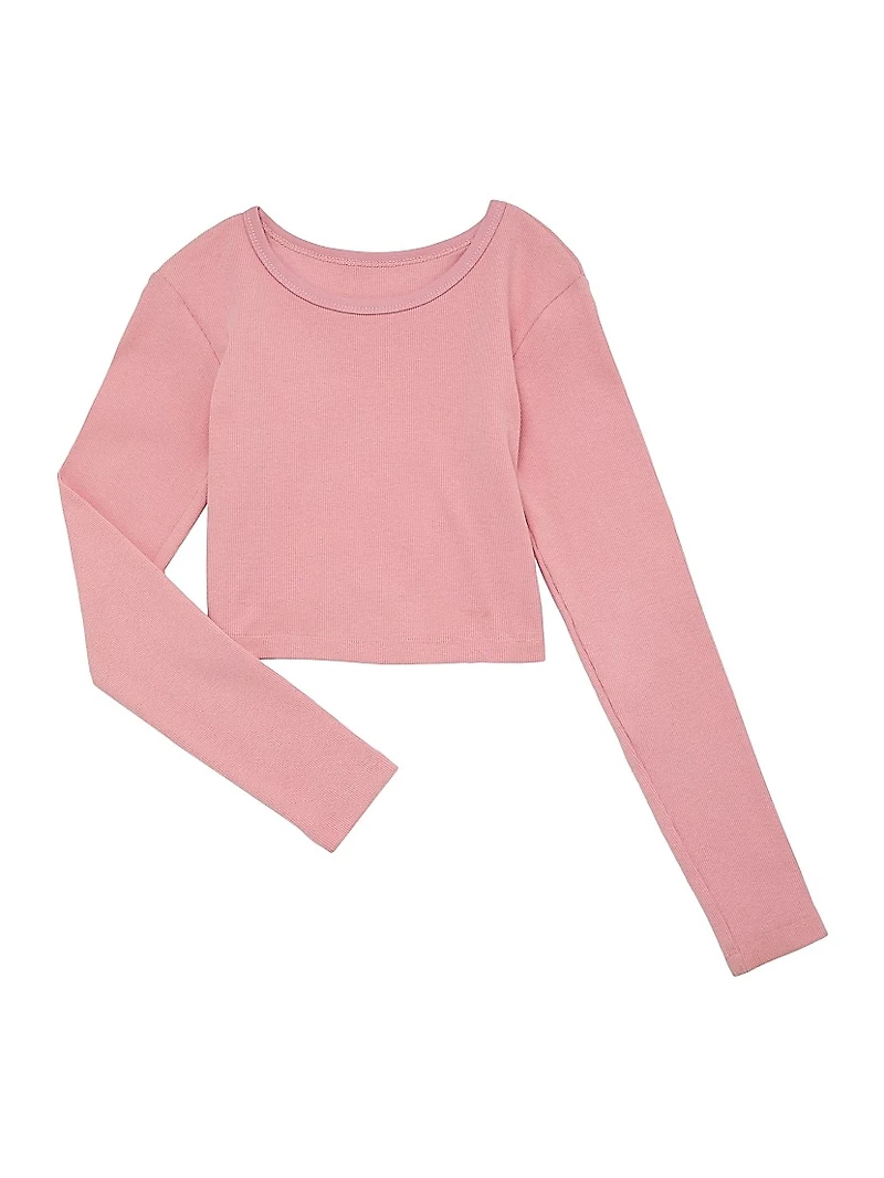 Girl's Sloane Ballet Heart Cut-Out Ribbed Top