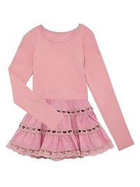 Girl's Sloane Ballet Heart Cut-Out Ribbed Top