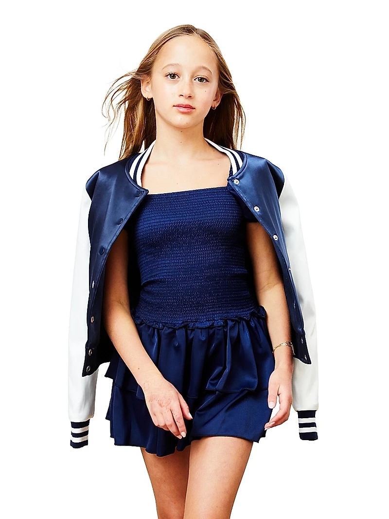 Girl's Valley Satin Varsity Jacket