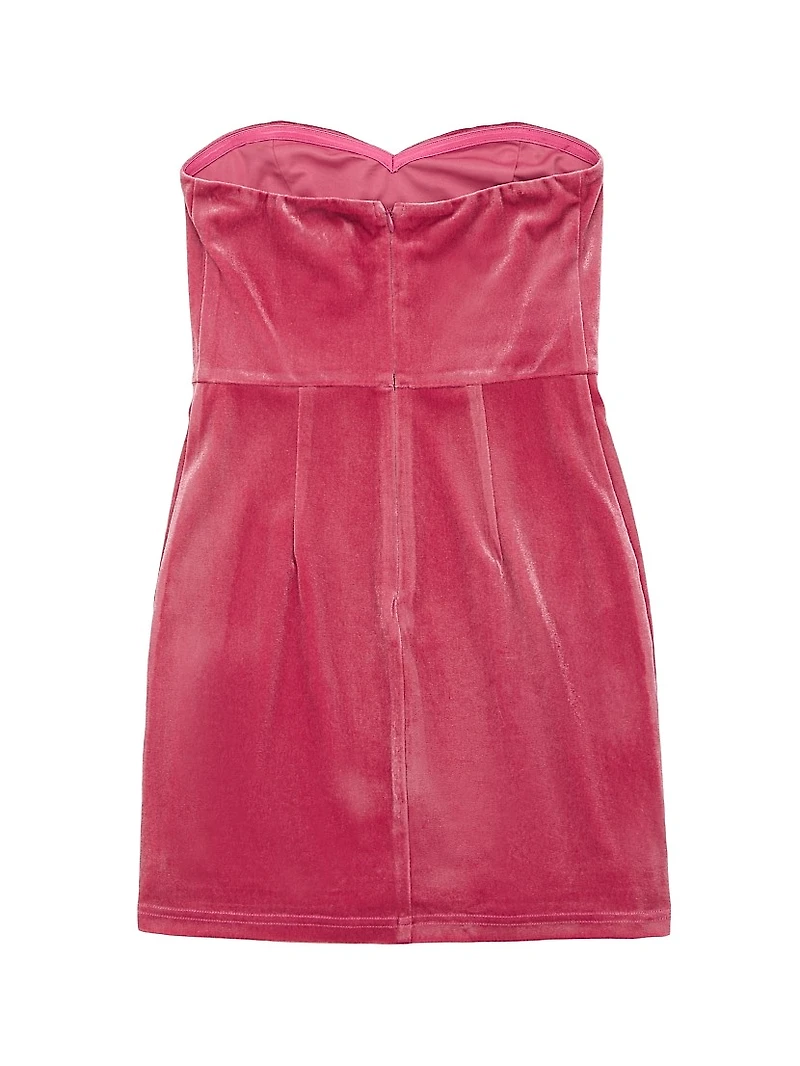 Girl's Ella Velour Diamonte Bow-Accented Dress