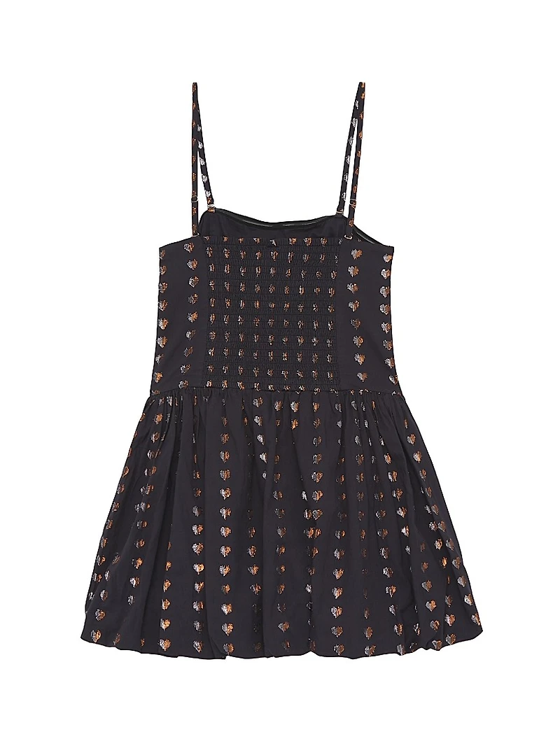 Girl's Daniela Metallic Heart Bubble Dress