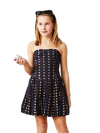 Girl's Daniela Metallic Heart Bubble Dress