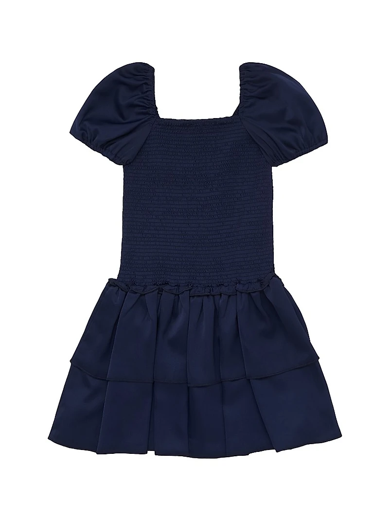 Girl's Lexi Cap-Sleeve Smocked Dress