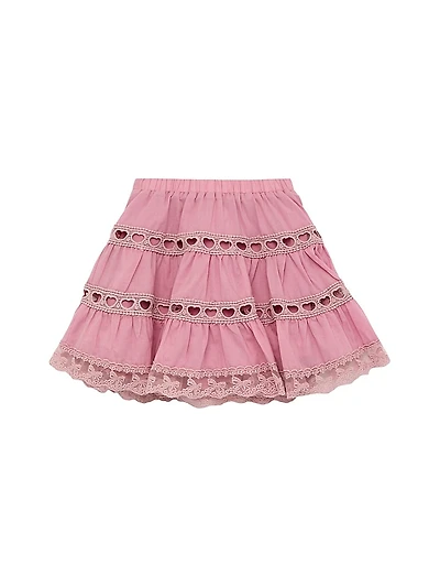 Girl's Sofia Heart Bow Lace Skirt