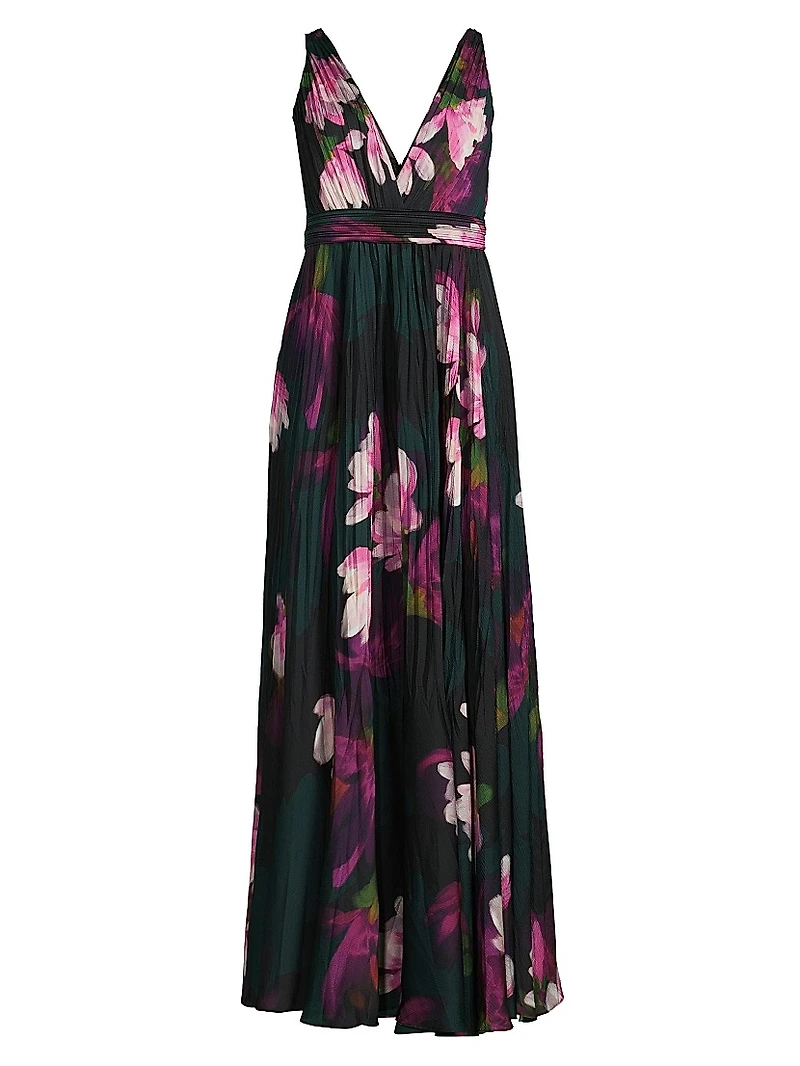 Vera Floral Pleated Maxi Dress