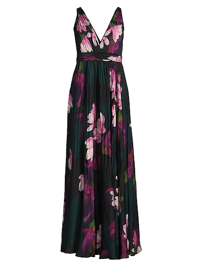 Vera Floral Pleated Maxi Dress