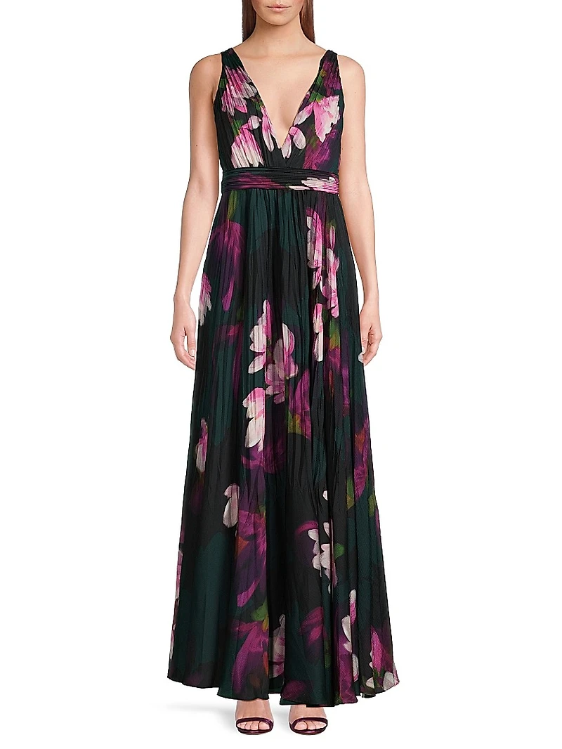 Vera Floral Pleated Maxi Dress