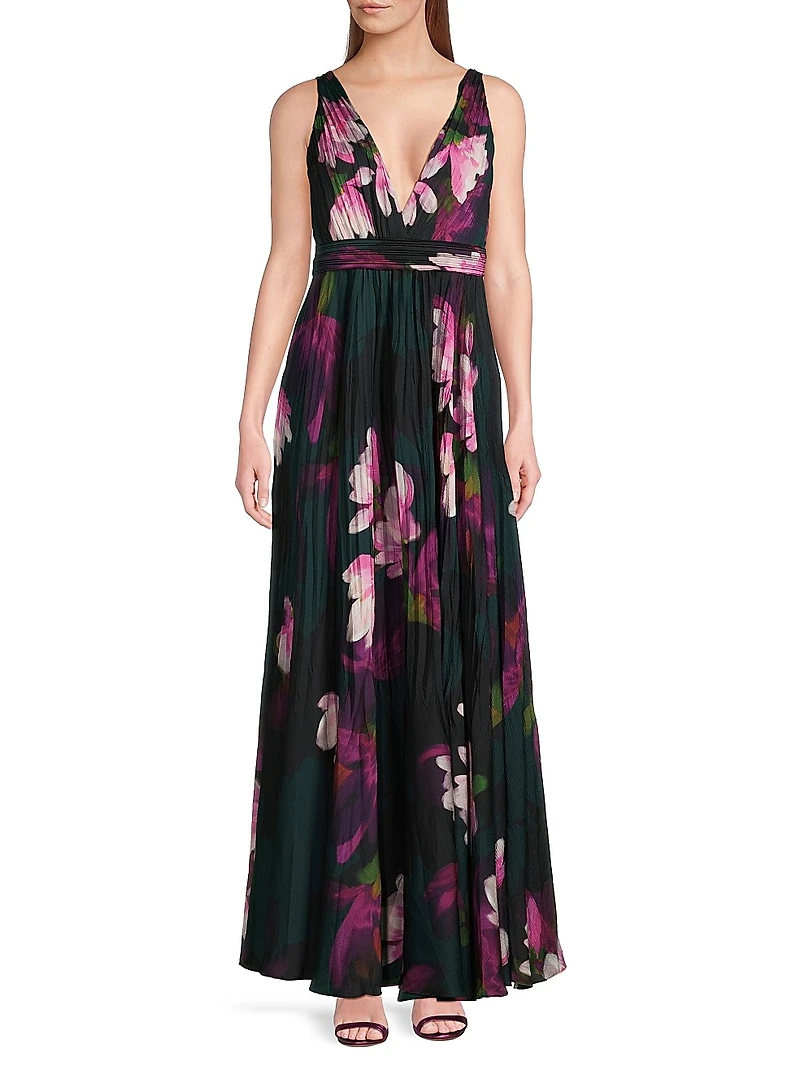Vera Floral Pleated Maxi Dress