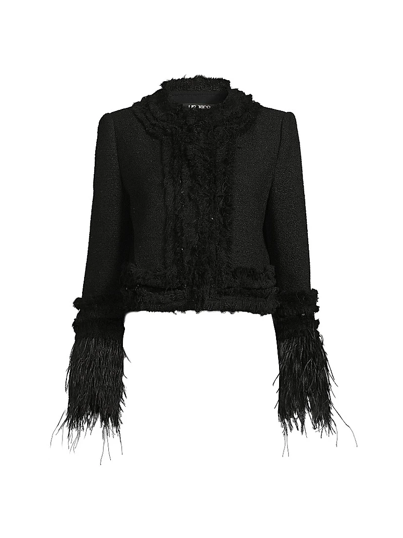 Dune Sequined Feather-Trimmed Blazer