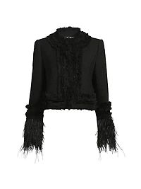 Dune Sequined Feather-Trimmed Blazer